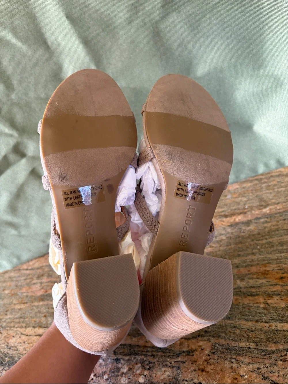 Report Strappy Block Heel Sandals - Taupe Women’s Size 9